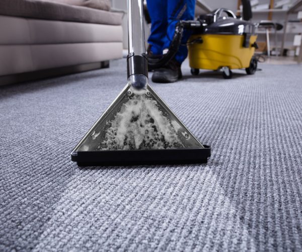 Hand Cleaning Carpet With Vacuum Cleaner